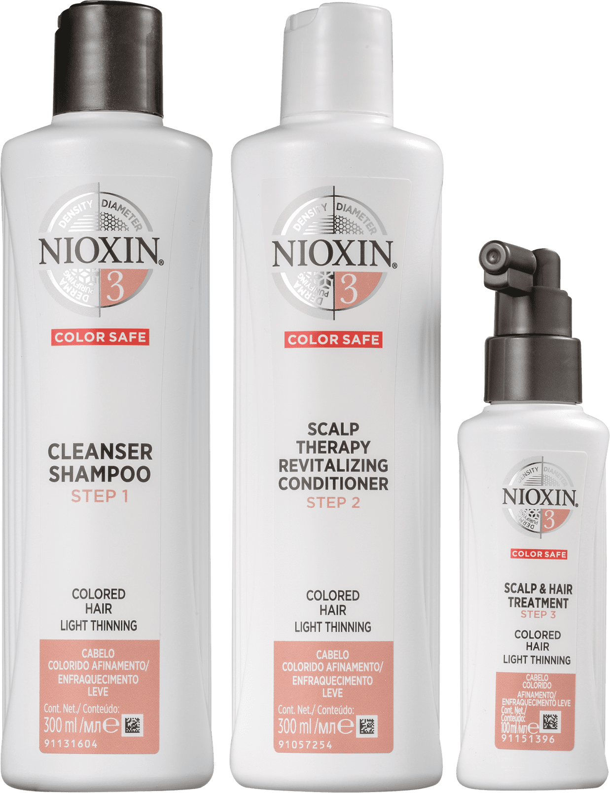 Kit Nioxin Sistema 3 (Shampoo 300ml+Condicionador 300ml+Tratamento 100ml)