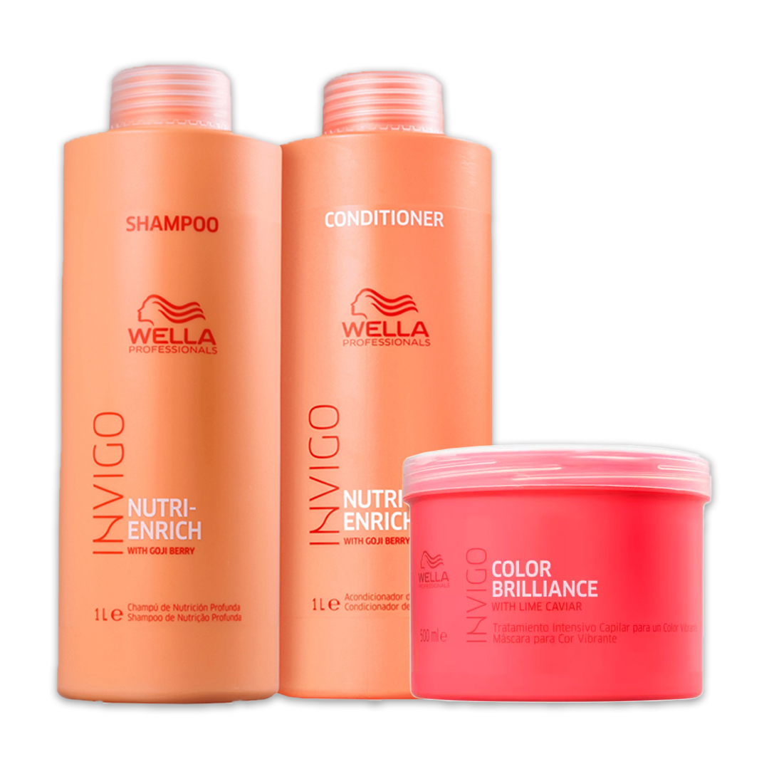 Kit Wella Professionals Invigo Nutri-Enrich Shampoo - Condicionador e Máscara Invigo Color Brilliance