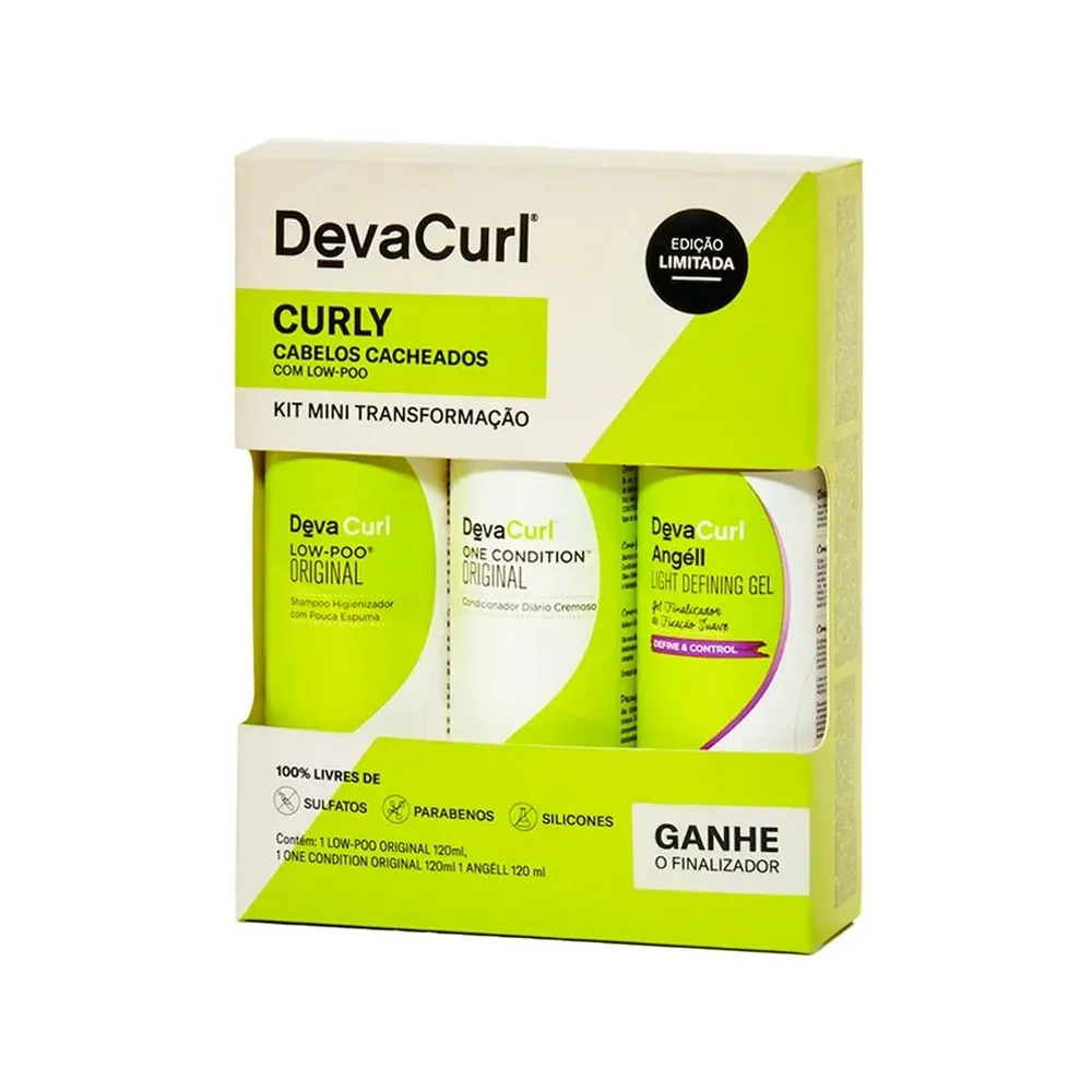 Kit Deva Curl Low-Poo Original Cabelos Cacheados - Shampoo 120 ml + Condicionador 120 ml + Gel 120 ml